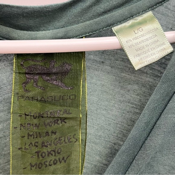 Parasuco Vintage Shirt - Silk Blend Y2K Layered Sheer Short Sleeve Blouse Large - Picture 5 of 6